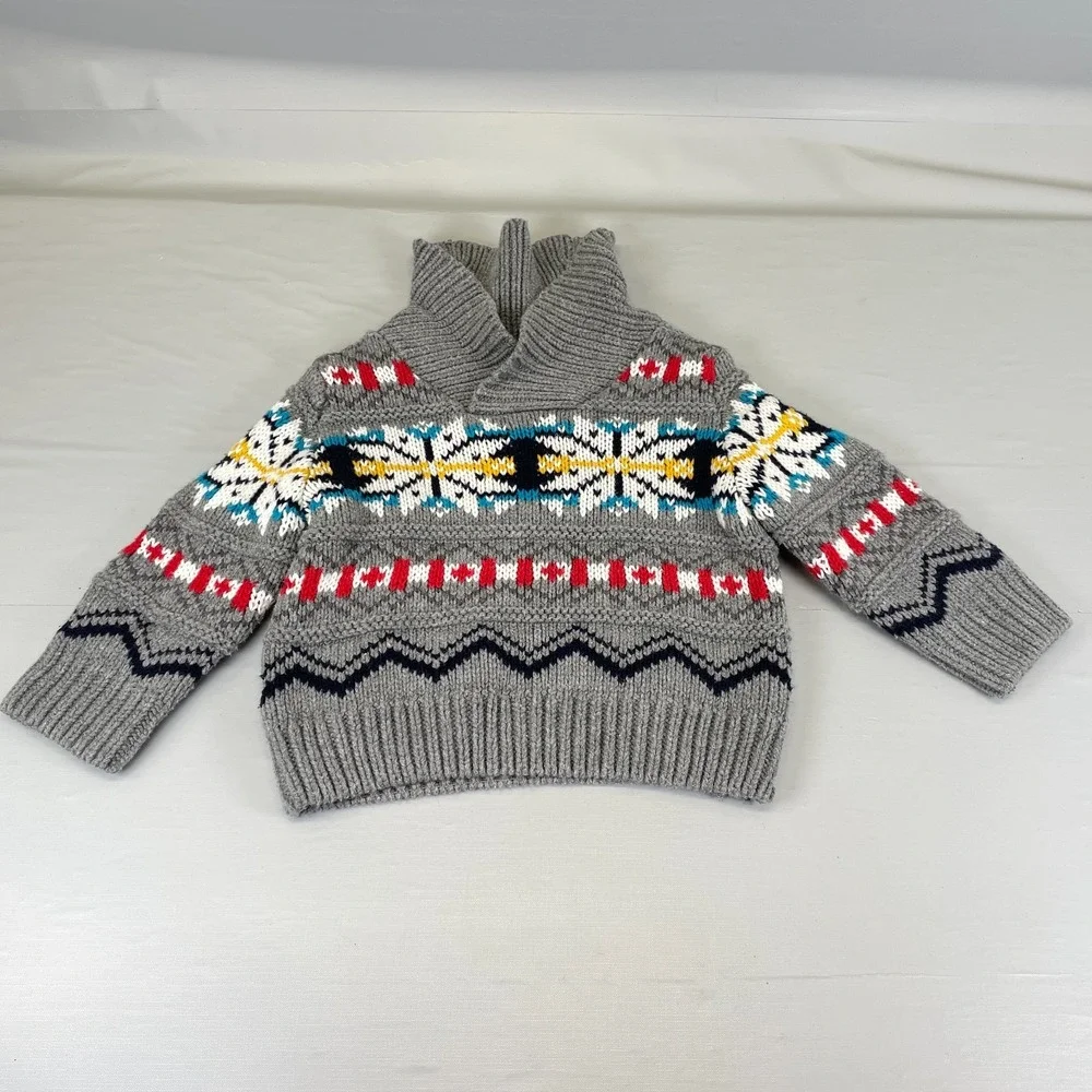 Gymboree Baby Boys 6-12 Months Gray Fair Isle Snowflake Knit Pullover Sweater